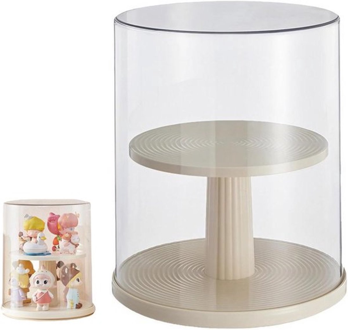 Vitrine voor verzamelingen met transparante displaybox en 2 planken. Stofdicht voor actiefiguren, miniaturen en poppen. Ideaal voor speelgoed en blindboxen (23 x 19 cm)