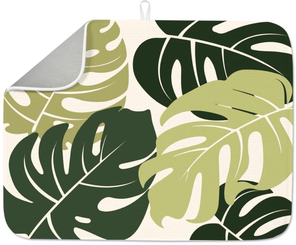 Solidchoice - Grote Microvezel Afdruipmat met Tropisch Bladdesign, 60 x 45 cm