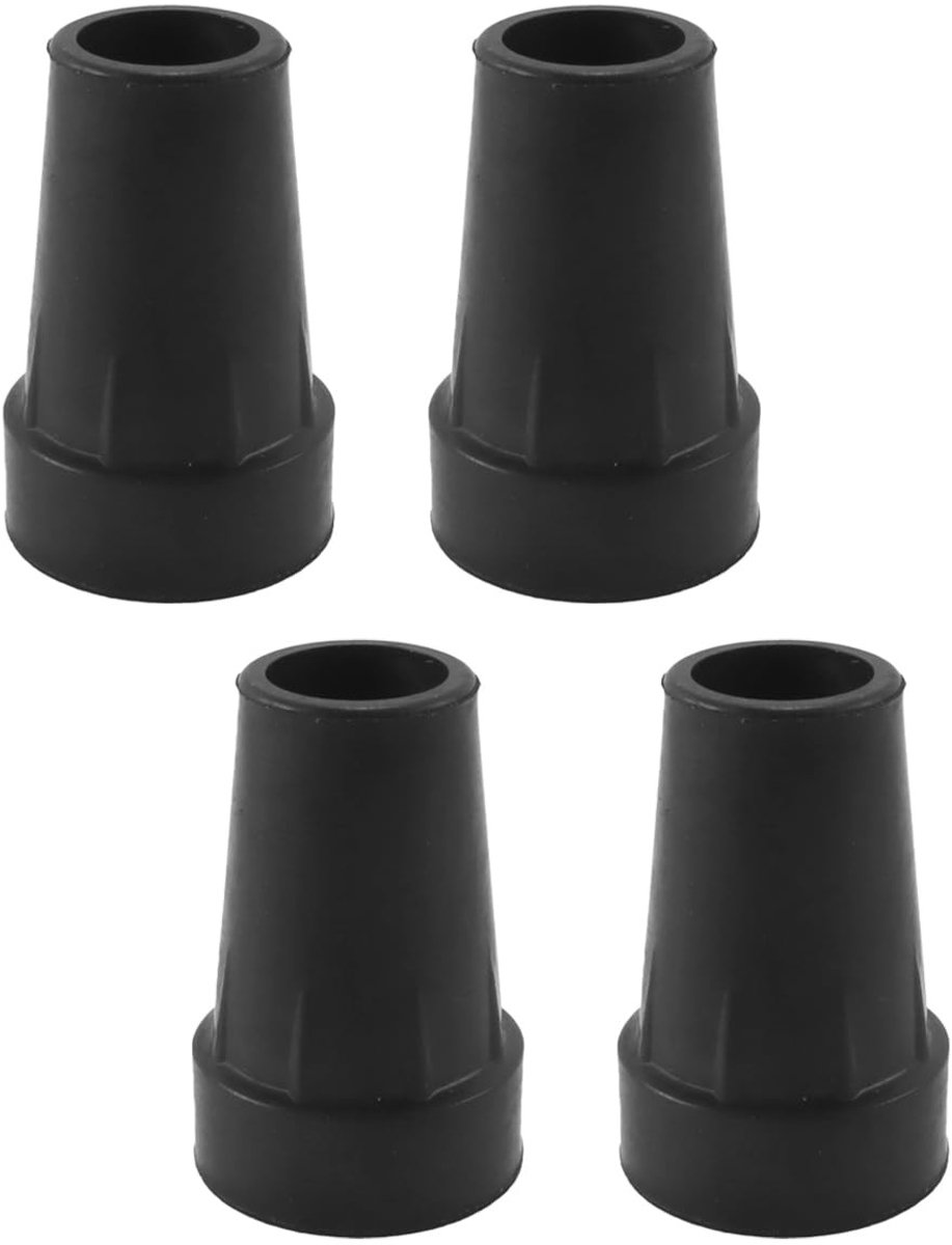 Solidchoice - Set van 4 Zwarte Rubber Beschermers voor Loopstokken