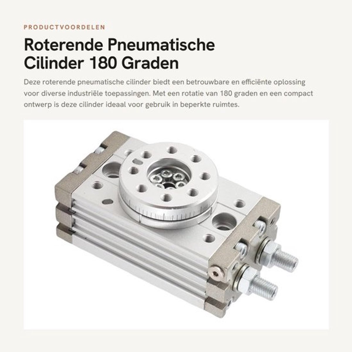 Pneumatische Cilinder 180 Graden - Roterende Cilinder - Aluminium Cilinder - Anticorrosief - Schokbestendig - Temperatuurbereik 0~60 °C - Rotatiecilinder