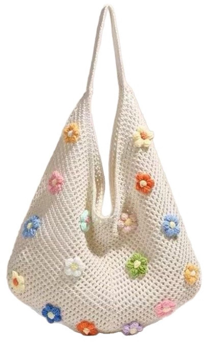 Solidchoice - Vintage Gehaakte Strandtas voor Dames met Kleurige Beads