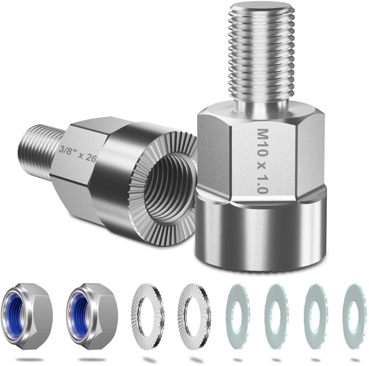 Solidchoice - Fietsas Adapter M10 x 1.0 en 3/8" x 26 voor Fietstrailers