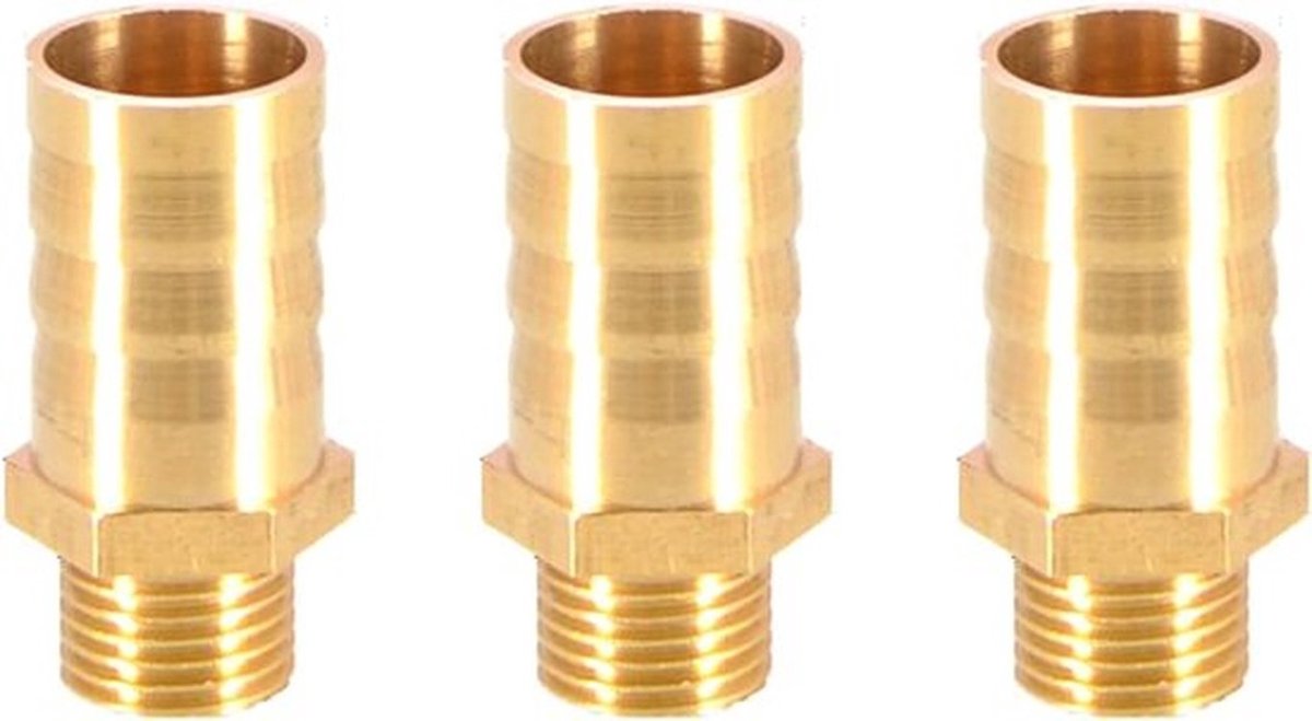Massief Messing Slang Staart Connector - 3 STKS Prikkeldraad BSP Mannelijke Draad 16mm tot 1/4" voor Air Water Brandstof Olie Gas