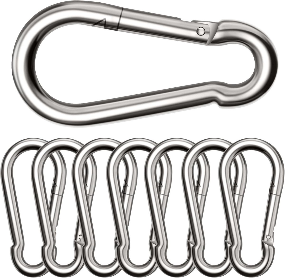 Karabijnhaken Groot - Verzinkt - 80 x 8 mm - Belastbaar tot 300 kg - Voor Camping en Outdoor Activiteiten