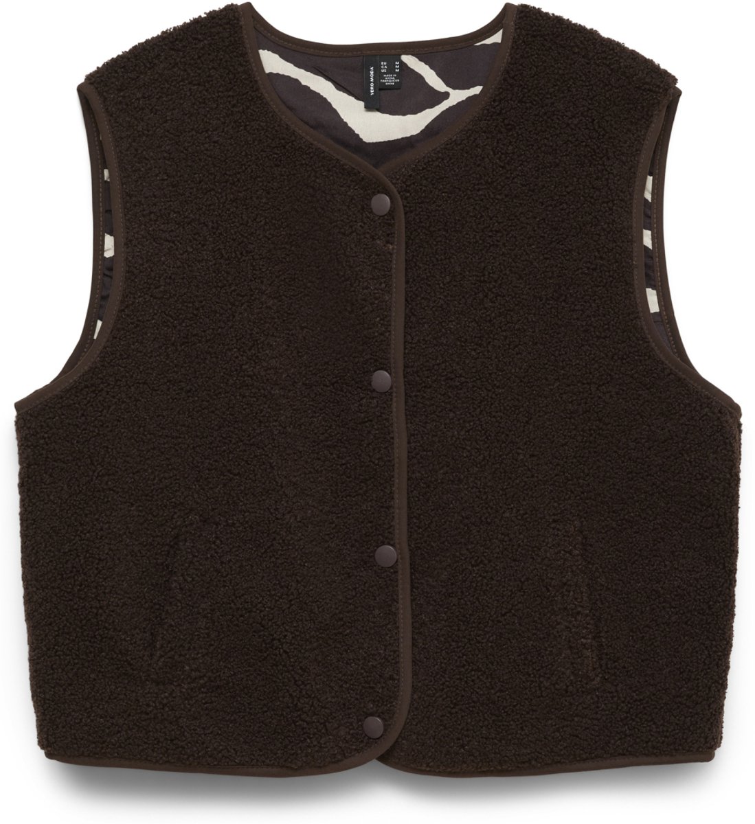 Vero Moda Gilet Vmmaya Sl Gilet Jrs Btq 10351354 Chocolate Torte/zebra Dames Maat - S