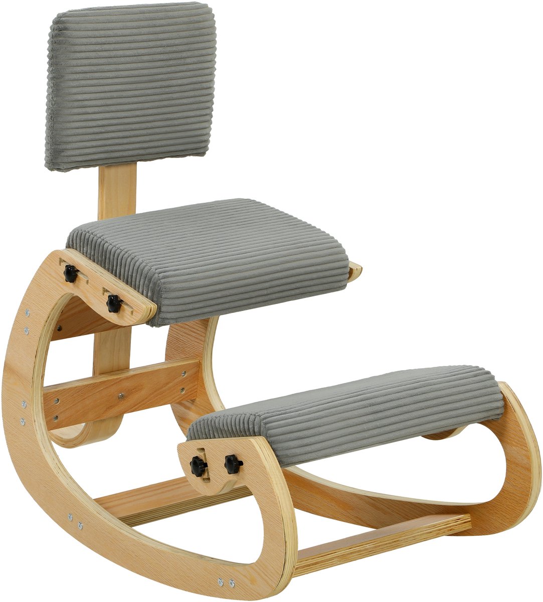HOMCOM Kneeling Chair-Cord, Birken-Sperrholz-54 x 98 x 86 cm-Dunkelgrau