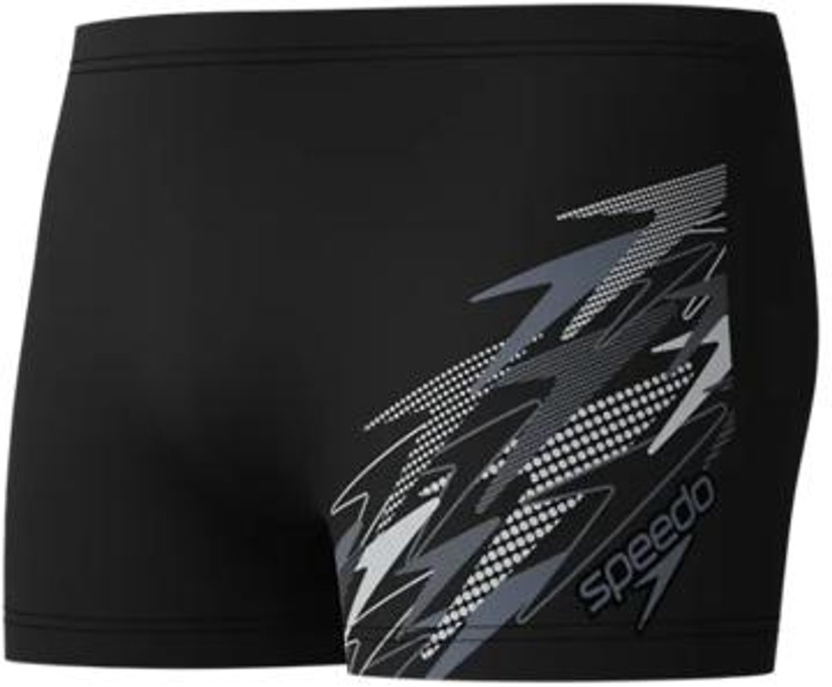 Speedo Medley Logo Aquashort Heren - Strakke Zwemshort Heren - Vormvaste Zwemboxer Heren - Sportzwembroek Heren met Trekkoord - Zwart/Grijs - XXXL