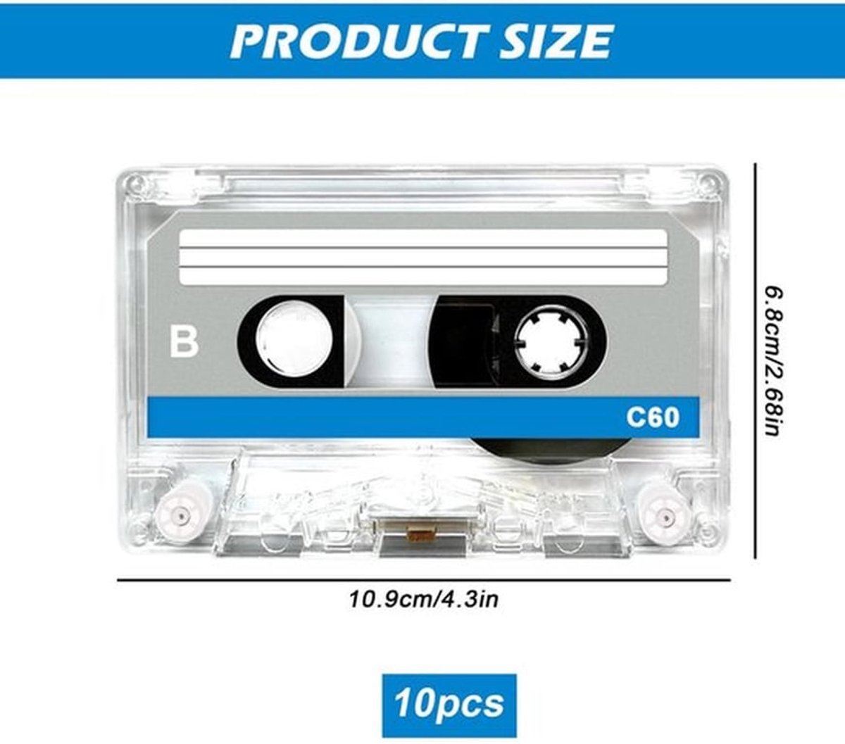 Audiocassettes 10 Stuks - 60 Minuten - Lege Geluidsarm Cassettes - Muziekcassettes - Geluidsdemping - Geschikt voor Opnames - Geluidsbanden