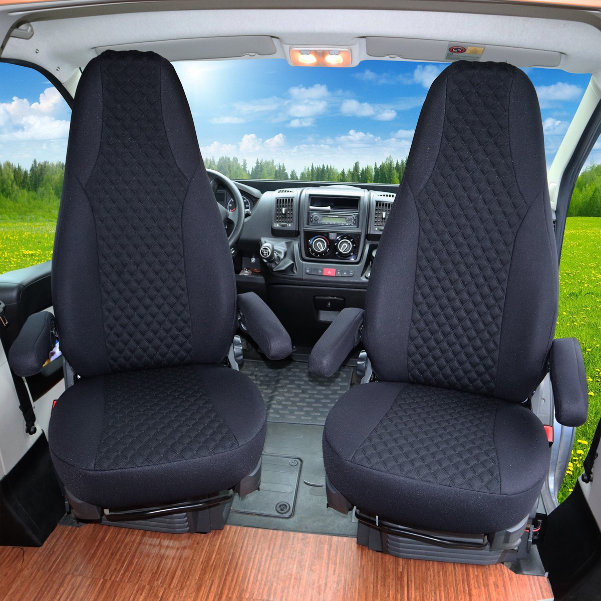 Premium Camper stoelhoezen voor ISRI WMI704 in Zwart (2 losse stoelen)