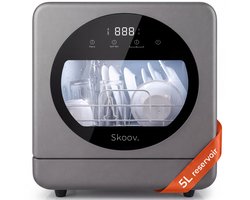 Skoov Mini Vaatwasser met waterreservoir - 5 couverts - 7 wasprogramma's - Kleine smalle vrijstaande afwasmachine - Camping - Grijs