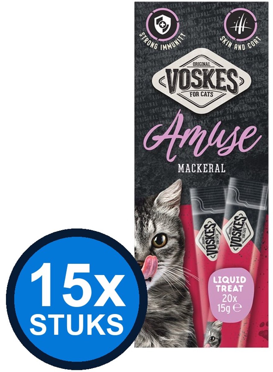 15x Voskes Amuse Liquid Treat Makreel - Kattensnack - 20x15g