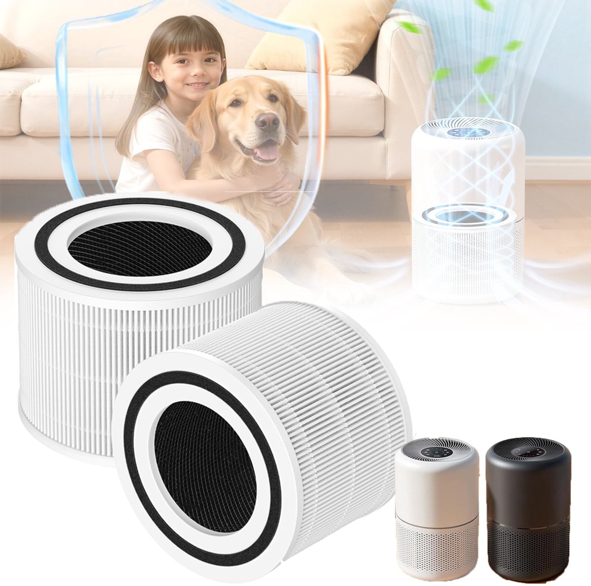 Set Van 2 H13 HEPA-Filters Voor Levoit Core 300/300S - 99,97% Filtratie Geurabsorptie Door Actieve Kool Duurzaam PP-Frame - Levensduur Van 6-8 Maanden