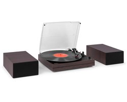 Platenspeler met speakers - Audizio Akron - LP speler - Bluetooth - AUX - 3 snelheden - Donkerbruin