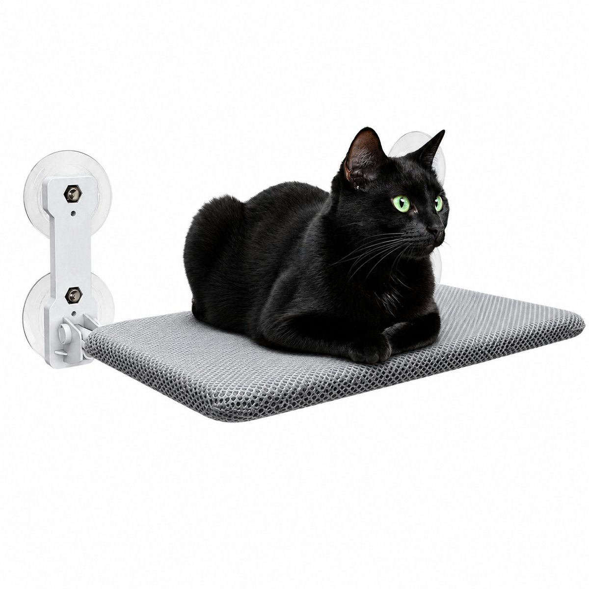 DPLUNIQ Kattenmand - Kattenbed - Hangmat - Kat - Opvouwbaar - Hangend - Incl. Zuignappen - Max. 18kg - 360°-beleving - Grijs