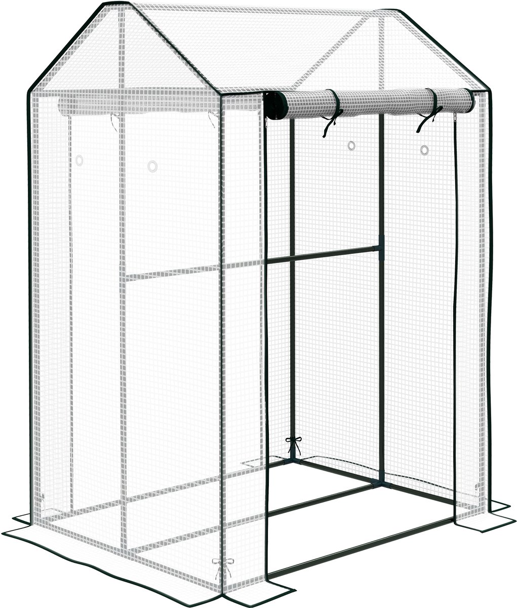 Tomatenkas - met deur - 100 x 80 x 150 cm - staal - foliekas - Wit