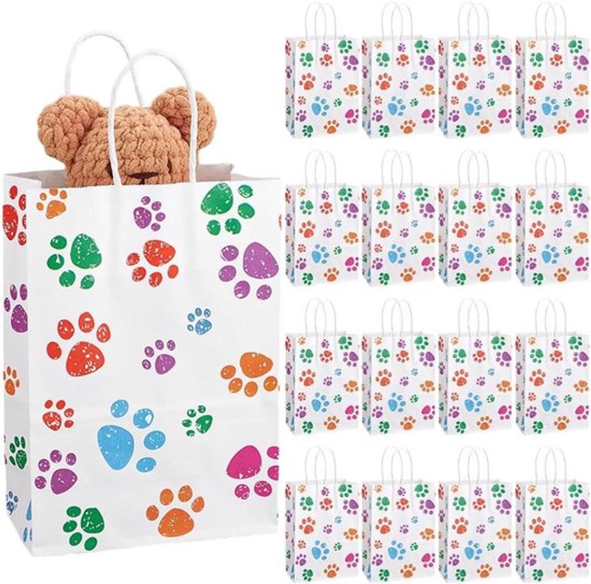 Geschenkzakken - Hond - Traktatie - 20 stuks - Goodie Zakken - Papieren Handvatten - Feestartikelen - Verjaardag - Hond Huisdier - Oudere producttitel met de beschrijving van het product.