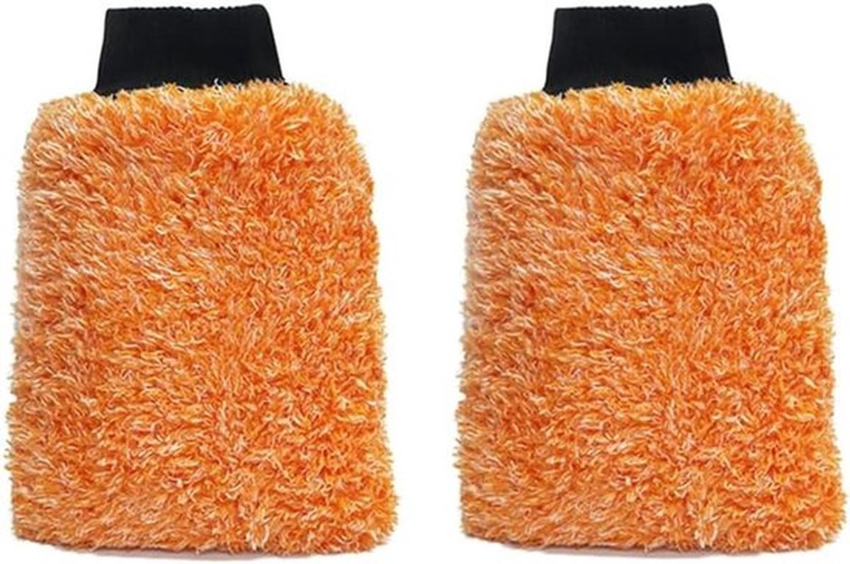 - Microvezel Washandschoen - Zeepsuds Vasthoudend - Zacht en Soepel - Wervelmarkeringen Minimaliserend - Geschikt voor Auto's en Huishoudelijk Gebruik - Blauw - 2 stuks