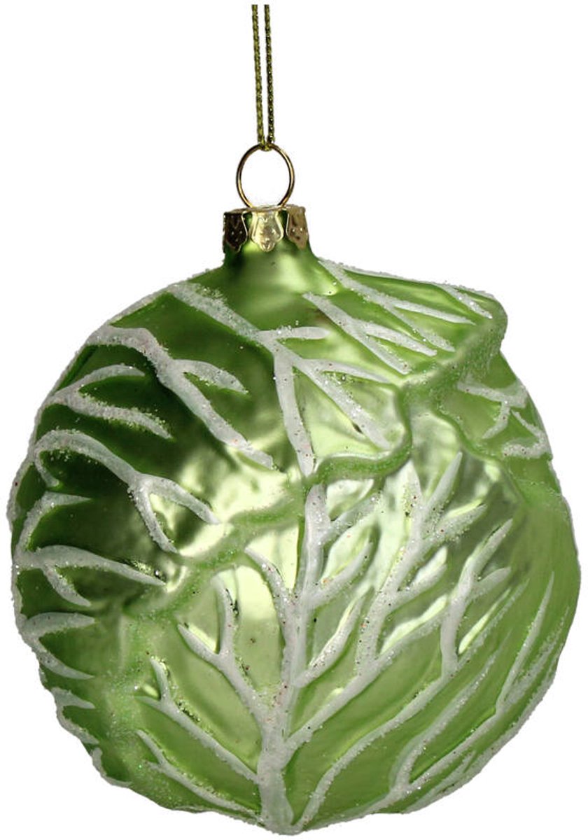 HD Collection Kerstornament IJsbergsla Groen Glas 8,9 cm – Kersthanger – Kerstboom Decoratie