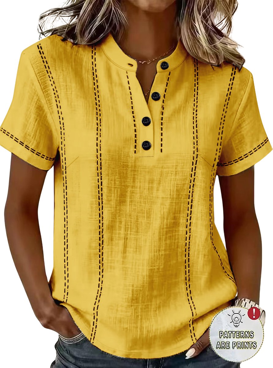 Currero T-Shirt Dames Shirt Zomerkleding T Shirt Mode Old Money Polo Vrouwen Kleding Volwassenen Geel
