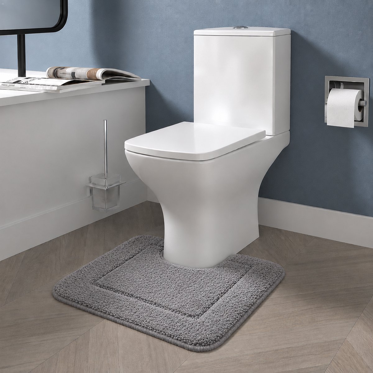 LitaLente Badmat Badkamer – 40x50 cm – Zachte Microvezel Badkamermat – Antislip & Absorberend – Machinewasbaar - Antraciet