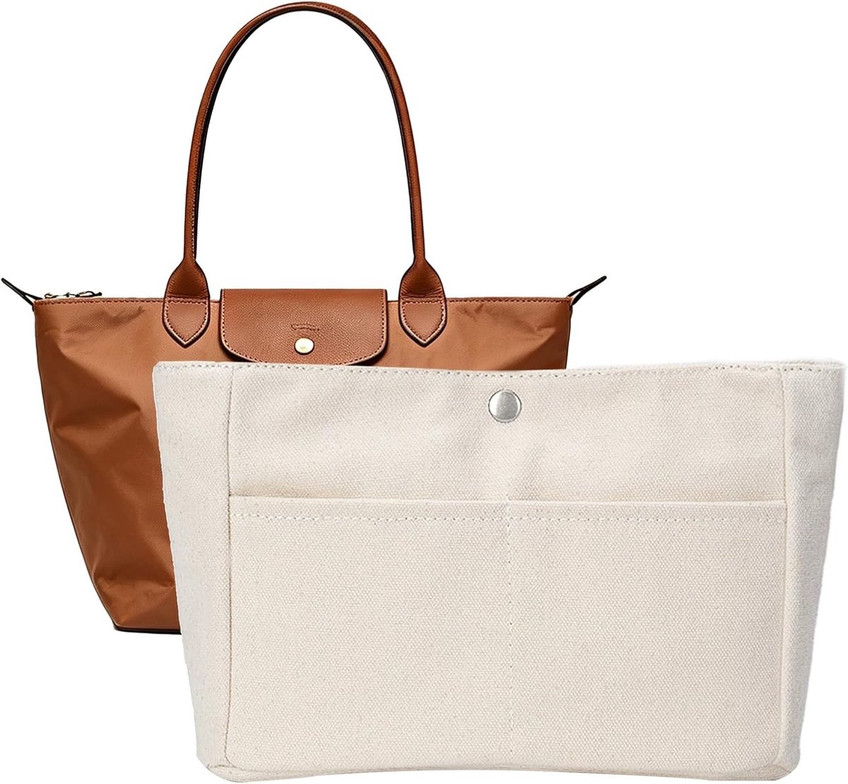 Organizer voor Dames - Beige - Opbergtas met Drukknopen - Canvas - Voor Tassen
