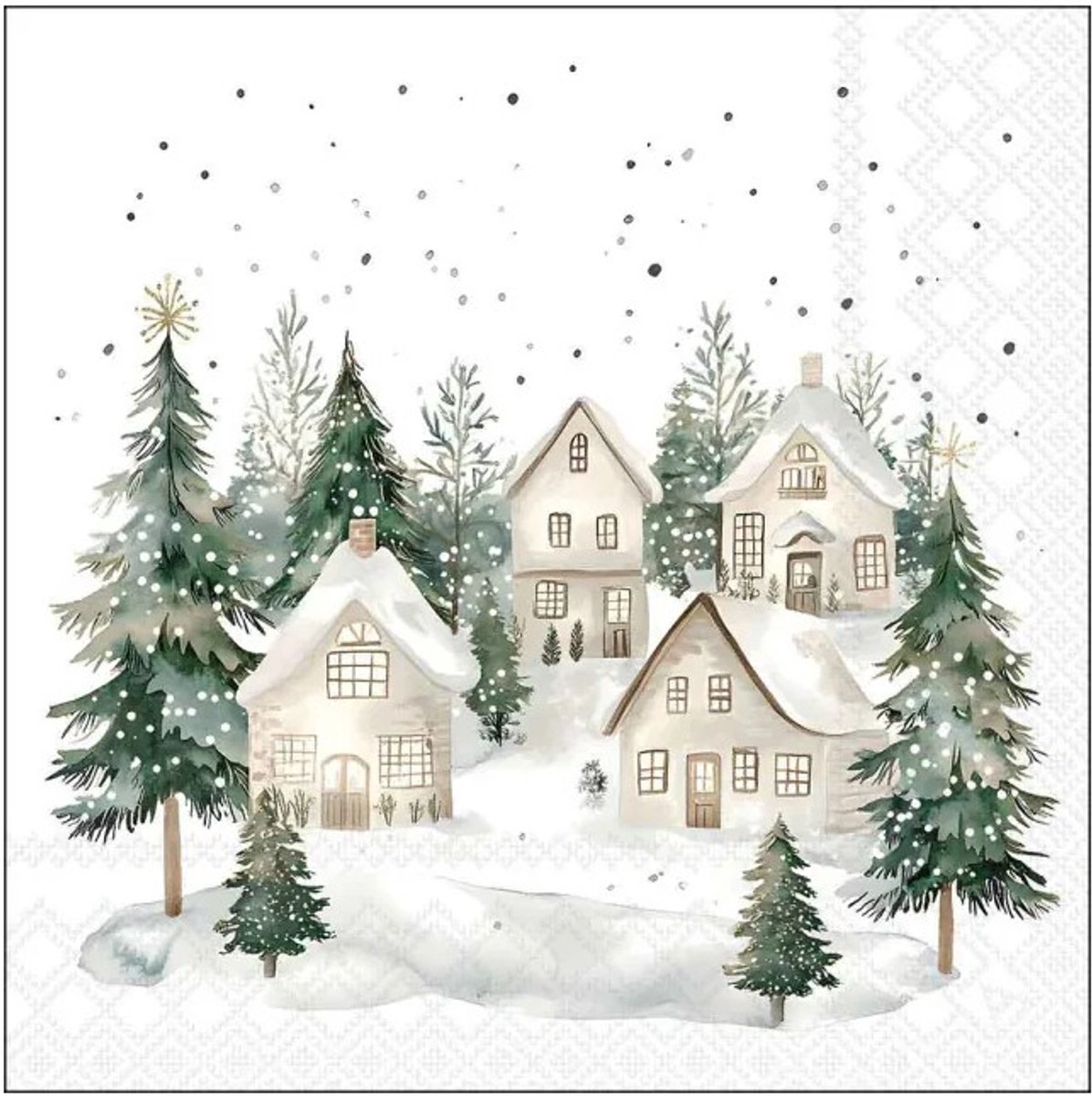 Lunch Servetten Snowy houses - Ambiente - 33x33 cm