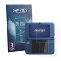 Nintendo New 3DS XL bleue avec un emballage de protection d'écran Savvies 'ULTRA CLEAR' et deux protections d'écran sur les écrans.