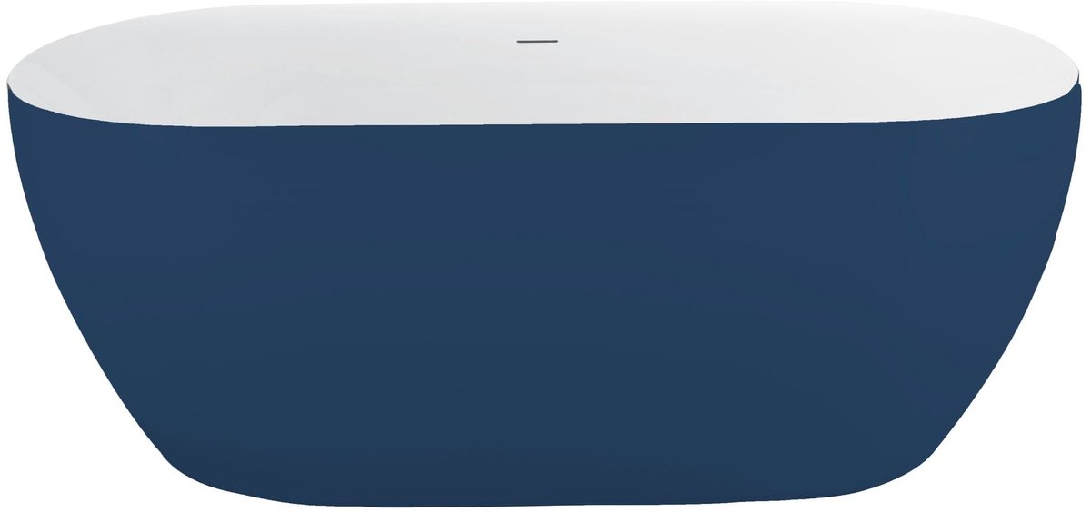 Vrijstaand ligbad Sanitado Rainbow Friday Blue 178x78cm mat blauw en glanzend wit