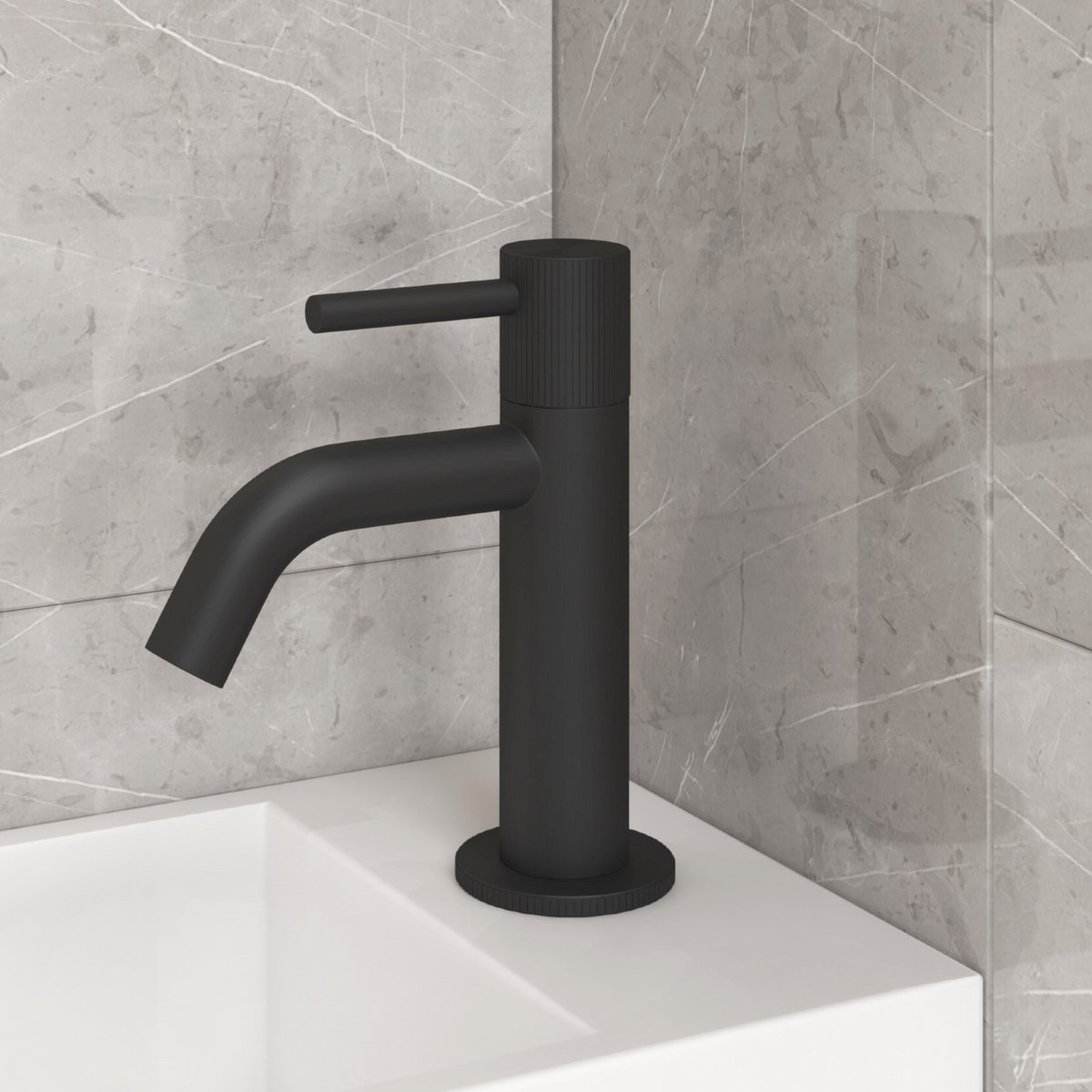 Fonteinkraan gebogen Sanitado Industry High-End in mat zwart