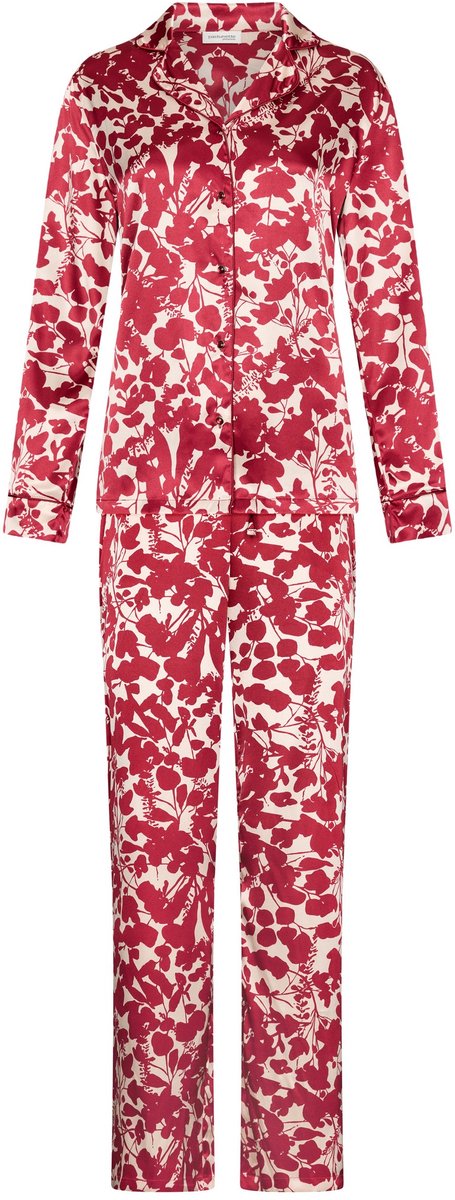 Pastunette Premium - Scarlet Bloom - Pyjama - Doorknoop - Satijn - Rood/Ecru - Maat 48