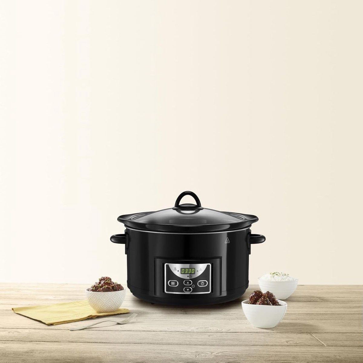 Slowcooker - Warmhoudfunctie - Keramische Binnenpan - Zwart - 31cm x 35cm x 26cm – foto 4