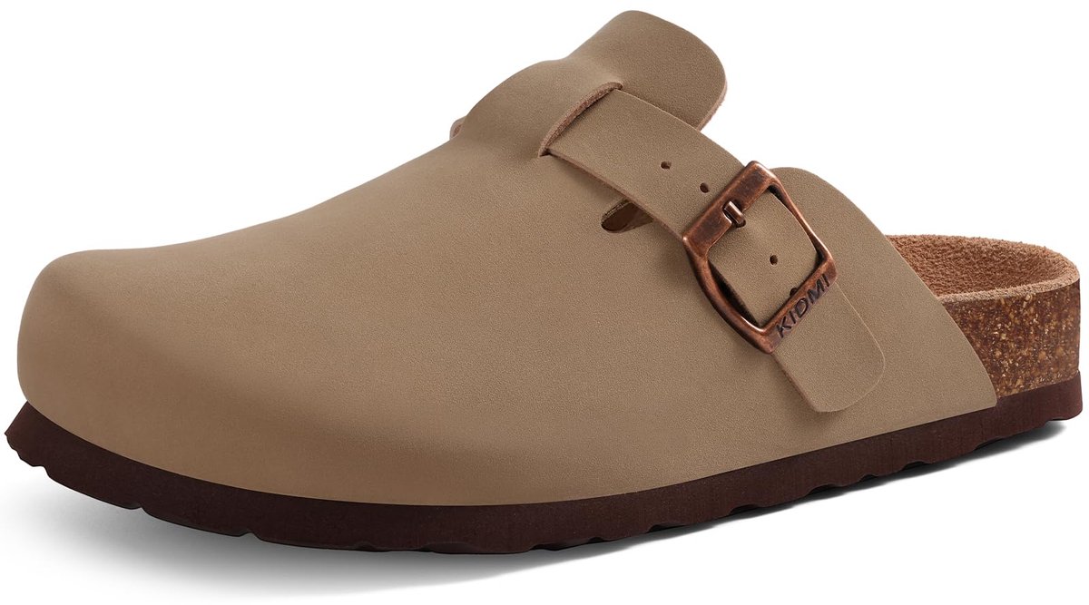 Olanly - Unisex clogs – PU – Comfort slippers – Houten clogs - Abrikooskleurig - 43 - Geschikt voor een voetlengte van 27,2cm