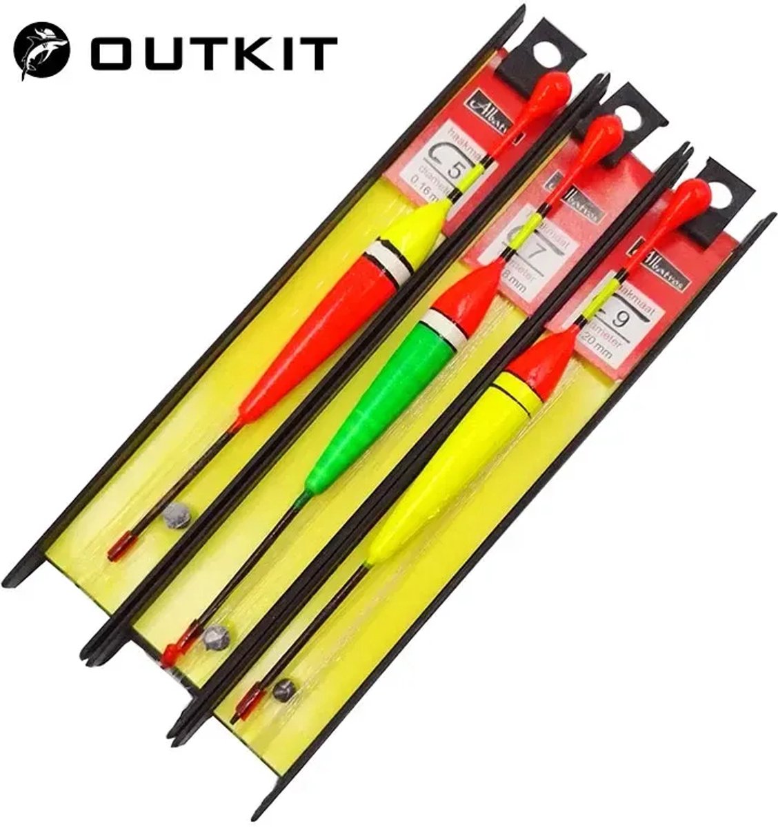Dobberset - vis dobber - hengelsport - witvis - 3 delig - albatros - dobbers - compleet