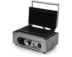 HCB® - Professioneel horeca Wafelijzer voor 4 Luikse wafels - Wafelmaker van RVS / INOX - 27x38x23.5 cm (DxBxH) - 9.5 kg - 9628