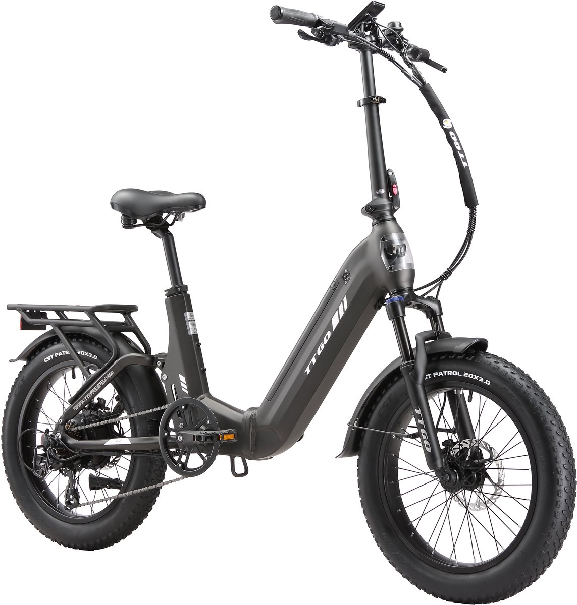 20*3.0" Elektrische vouwfietsen- 48V 15Ah (720Wh) Lithium Accu – Actieradius tot 120 km – Softtail-vering – Hydraulische Schijfremmen –Geveerde voorvork met lockout​ –Krachtsensor– 70Nm– Shimano 7 Versnellingen– Elektrische Stadsfiets