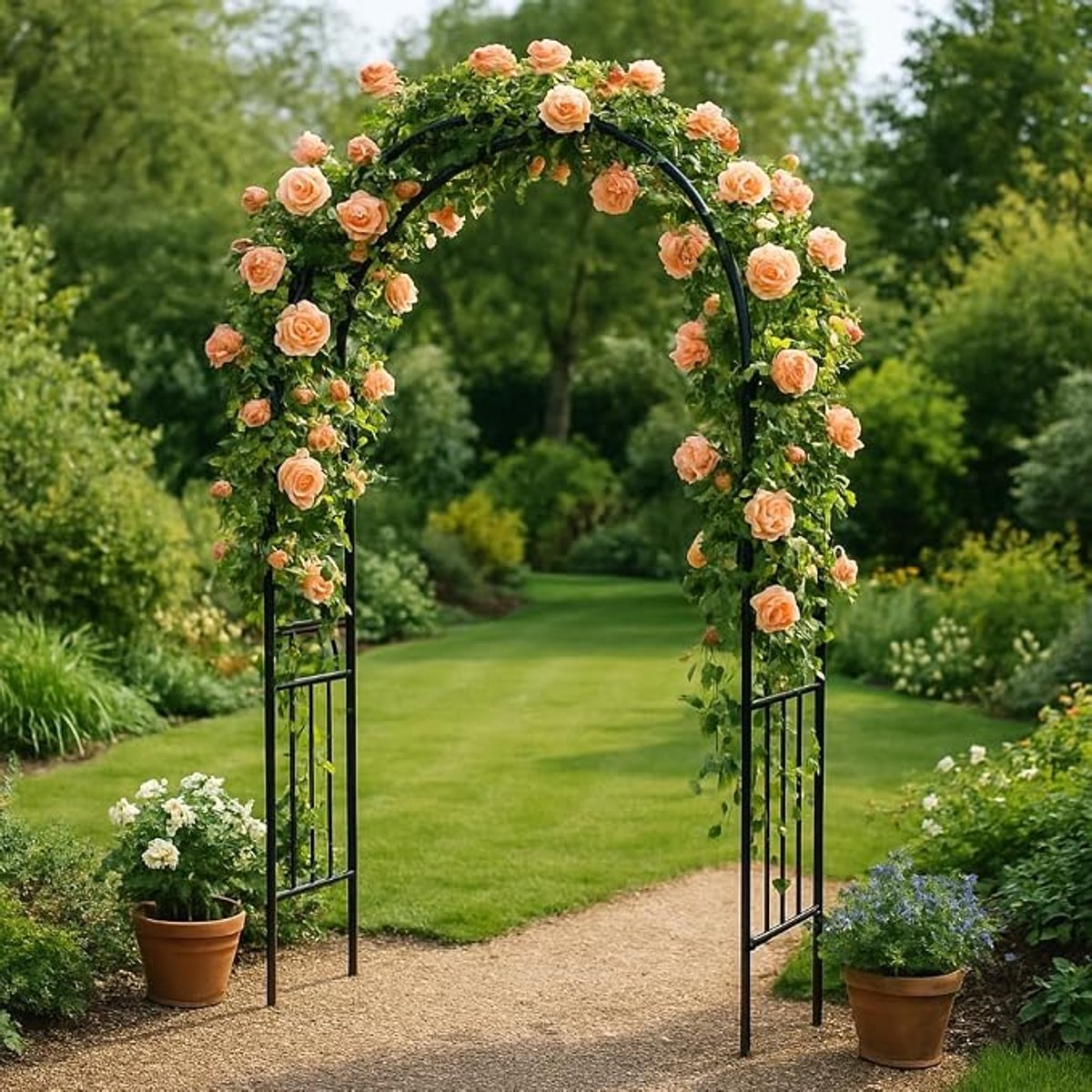 Danky tuinboog klimsteun van staal met poedercoating, compact model, zwarte afwerking – stabiele klimboog voor rozen, wijnstokken, tuin en bruiloftdecoratie
