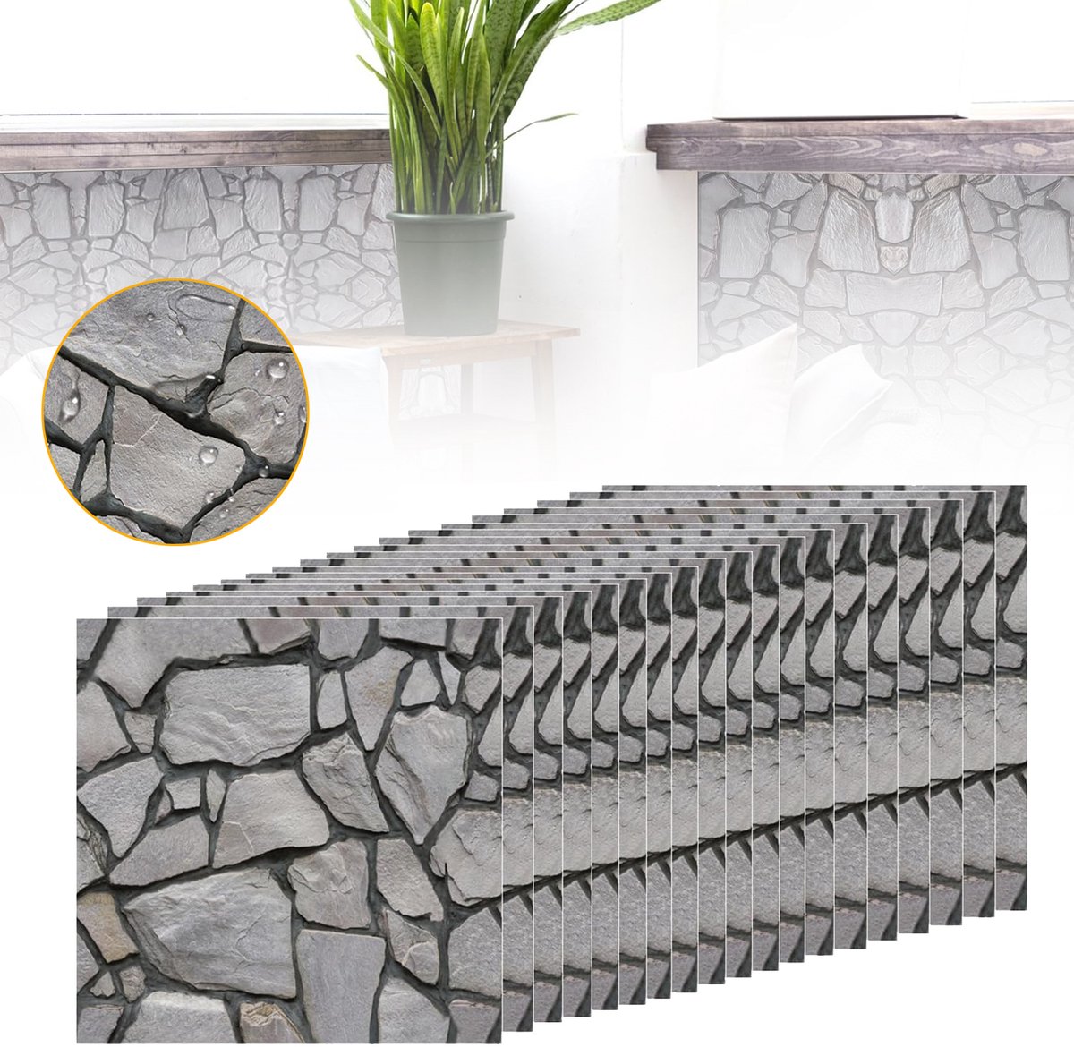 20 Stuks 3D-Wandpanelen - Steenlook - Kunststof Paneelwandbekleding - Waterdicht PVC-Baksteenbehang - Zelfklevende Wandtegels