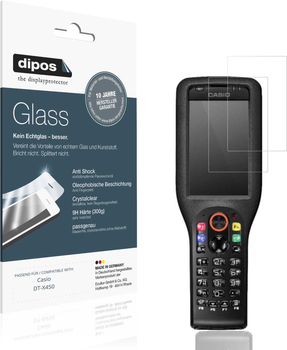 dipos – 2x Pantserfolie geschikt voor Casio DT-X450 | 9H Screenprotector