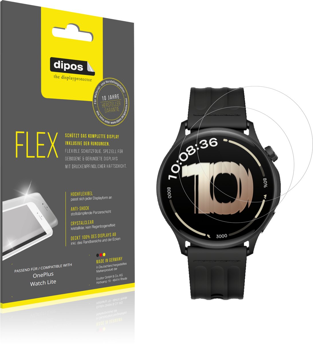 dipos – 2x Beschermfolie geschikt voor OnePlus Watch Lite | 3D Full Cover Screenprotector | 100% Passend