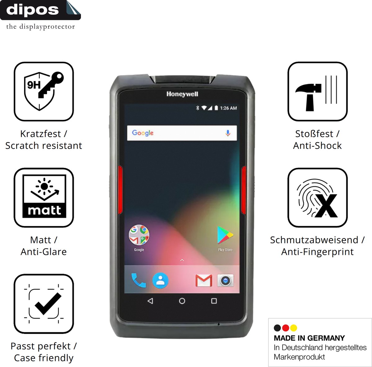 dipos – 2x Matte Pantserfolie geschikt voor Honeywell ScanPal EDA71 | 9H Screenprotector
