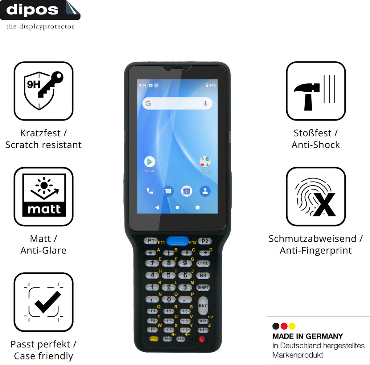 dipos – 2x Matte Pantserfolie geschikt voor Unitech HT730 | 9H Screenprotector
