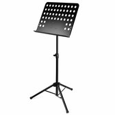 JustValue Heavy-Duty Muziekstandaard - Verstelbaar 60-120 cm - Geperforeerd Metalen Blad 49 x 35 cm - Zwart