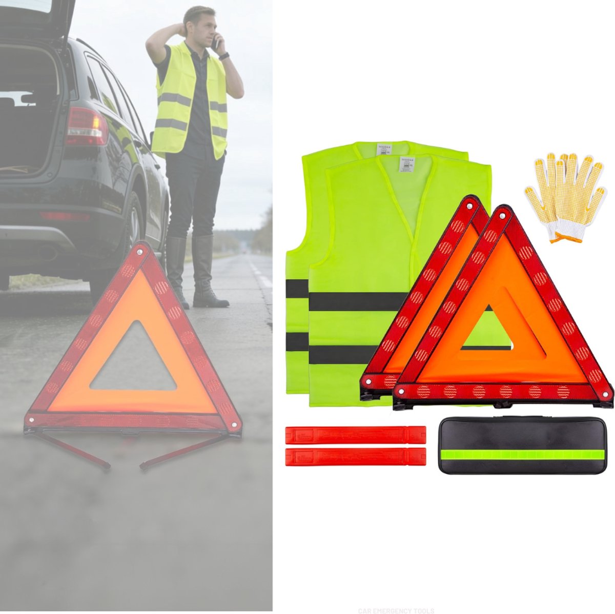 Zavio® Gevarendriehoek – Auto Veiligheidsset – Auto Accessoires