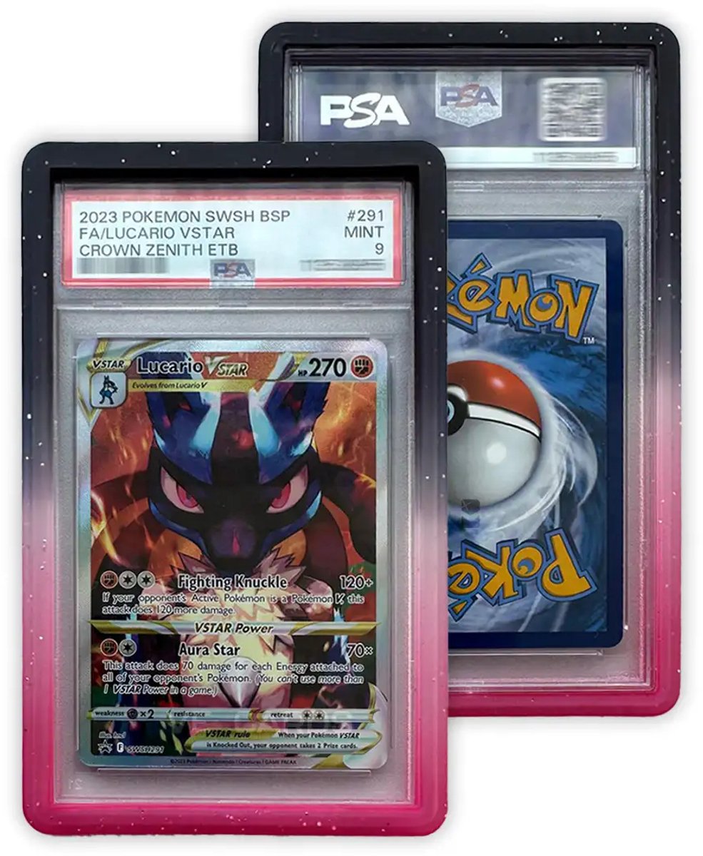 PSA Slab Guard - Siliconen Bumper voor PSA Graded Cards - Roze/Zwart Gradient