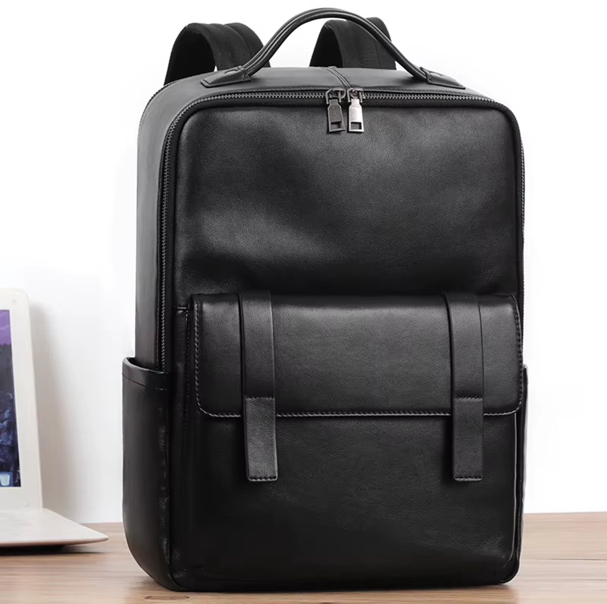 Stijlvolle Echt Lederen Rugzak voor Mannen - Multifunctionele Reis- en Laptoprugzak (15,6 inch) - Waterdicht & Duurzaam - Ideaal voor Werk, Zaken en Reizen