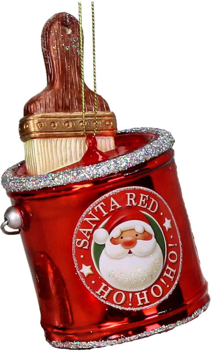 HD Collection Glazen Kerstornament Verfblik – Rood – 10,2 cm – Kerstboom Hanger – Unieke Kerstdecoratie