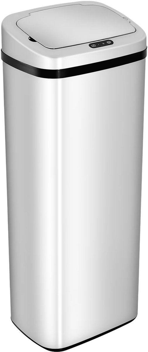 Nutrella Afvalbak - Vuilnisbak - Afvalemmer - Bewegingssensor - 50L - Automatische Sensor - Roestvrij staal- Zilver - 84 cm