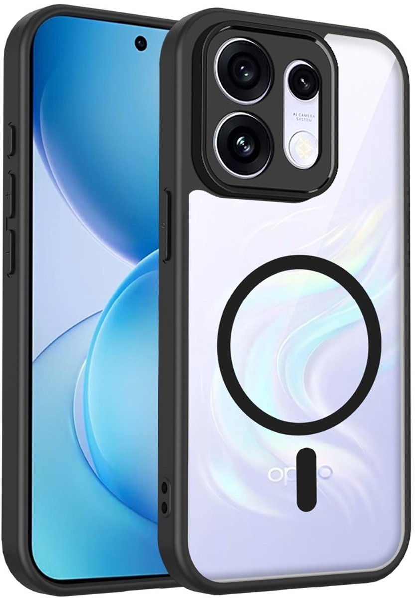 Coverup Hoesje - Geschikt voor OPPO Reno16 / Reno16 Pro Hoesje - Coverup Transparante Back Cover met Camera Cover - MagSafe Compatible - Zwart