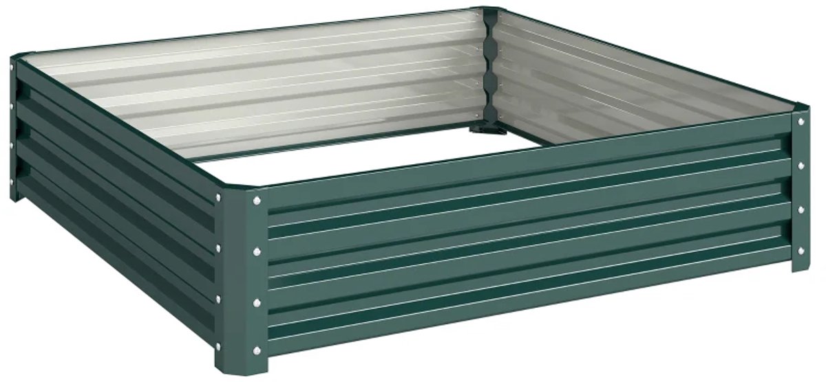 Verhoogde Moestuinbak Metaal - plantenbak - en stalen frame -120x120x30cm Groen