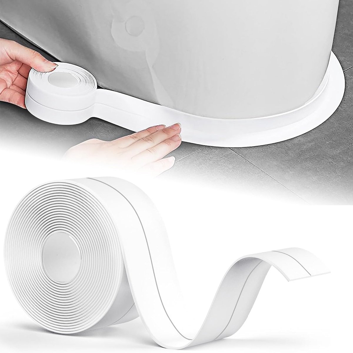 Witte Siliconen Kitband 5 Meter x 38 mm - Zelfklevende Waterdichte Afdichting voor Badkamer en Keuken - Schimmelwerende Plinten